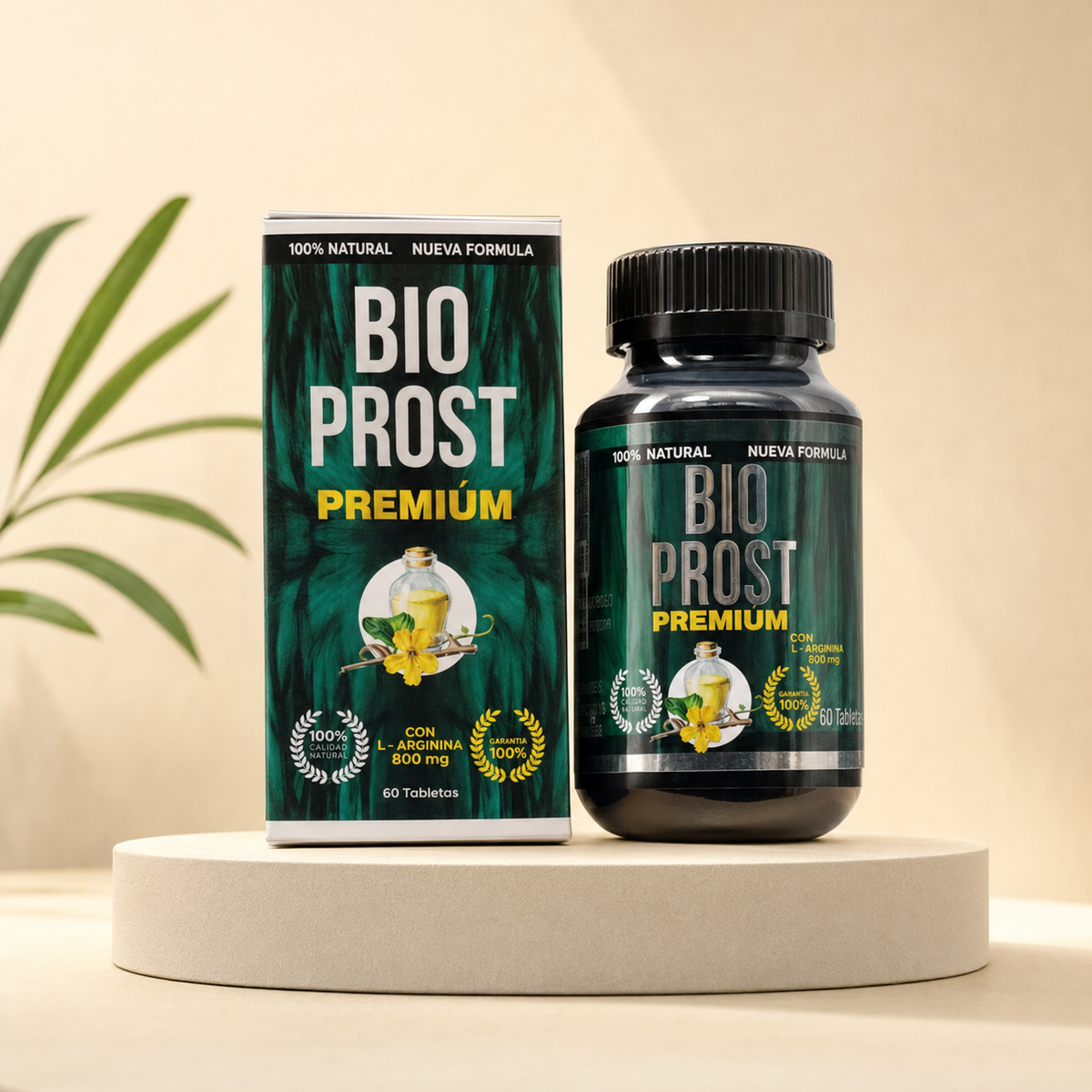 Bio Prost Premium - caja y frasco, fondo neutro