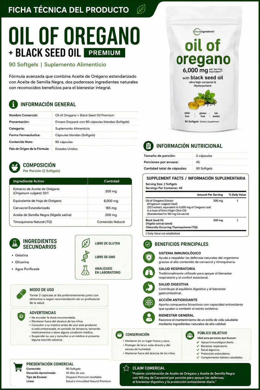 Oil of Oregano - ficha técnica: composición, presentación y advertencias