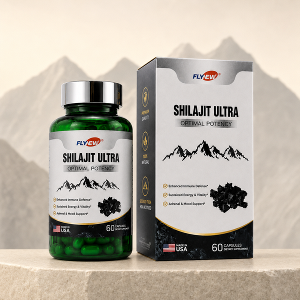 Shilajit Ultra - caja y frasco, fondo neutro